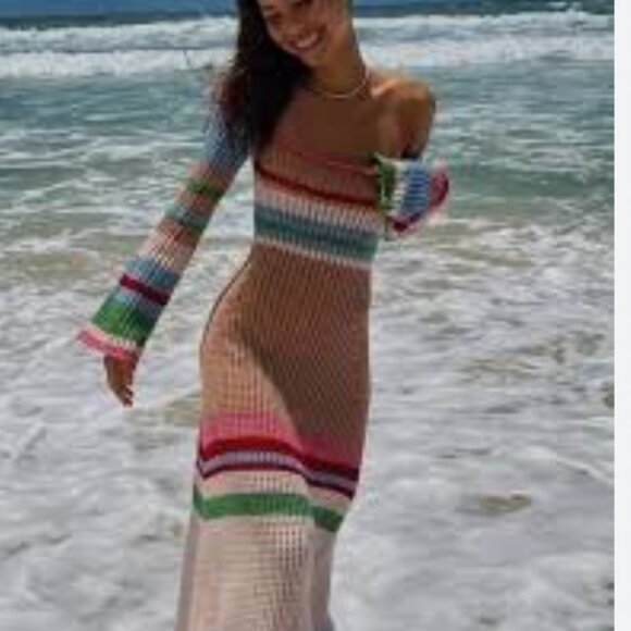 VRG GRL Work Of art Crochet Maxi Dress NWOT Small - Picture 7 of 8